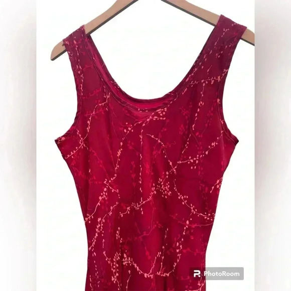 Red maxi dress tank style sleeveless lined sz 14 lined - Picture 3 of 11
